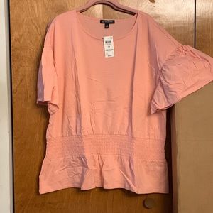 INC INTERNATIONAL CONCEPTS ruffled sleeve top, light coral, size 3X